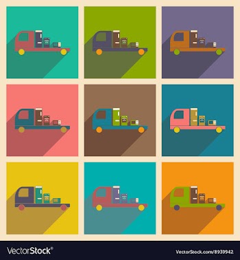 Flat with shadow concept and mobile application vector image