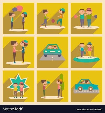 Flat with shadow concept and mobile application vector image