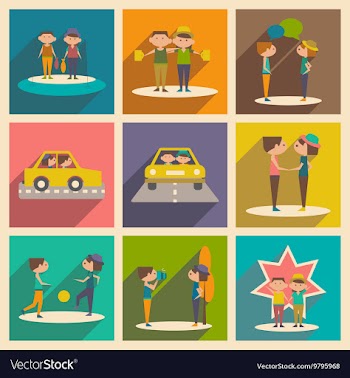 Flat with shadow concept and mobile application vector image