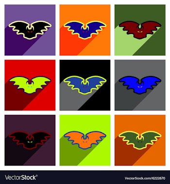 Flat with shadow concept bat on bright backgrounds vector image