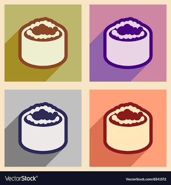 Flat with shadow concept bright sushi with caviar vector image