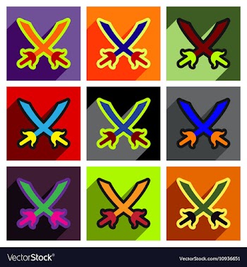 Flat with shadow concept crossed swords on a vector image