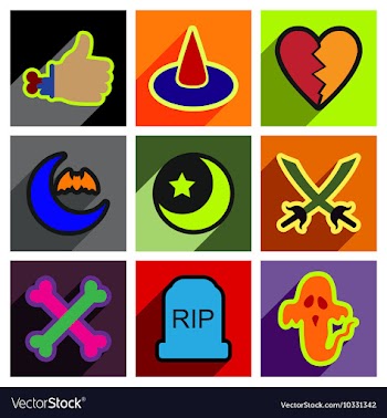 Flat with shadow concept Halloween Icons on a vector image
