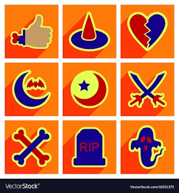 Flat with shadow concept Halloween Icons on a vector image