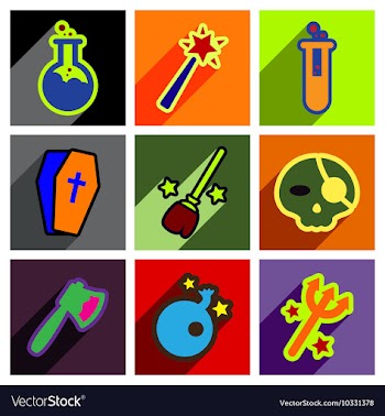 Flat with shadow concept Halloween Icons on a vector image