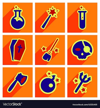 Flat with shadow concept Halloween Icons on a vector image