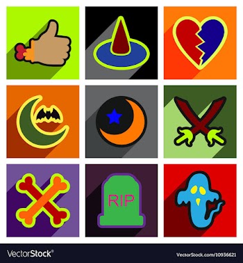 Flat with shadow concept Halloween Icons on a vector image