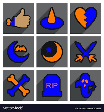 Flat with shadow concept Halloween Icons on a vector image