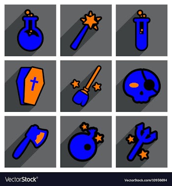 Flat with shadow concept Halloween Icons on a vector image