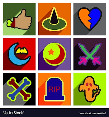 Flat with shadow concept Halloween Icons on a vector image