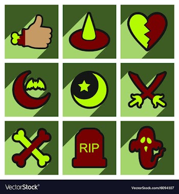 Flat with shadow concept Halloween Icons on a vector image