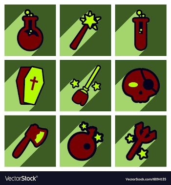 Flat with shadow concept Halloween Icons on a vector image