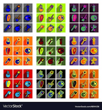 Flat with shadow concept Halloween Icons on a vector image