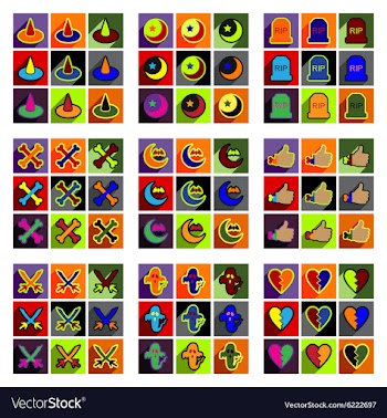 Flat with shadow concept Halloween Icons on a vector image