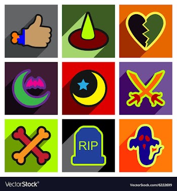 Flat with shadow concept Halloween Icons on a vector image