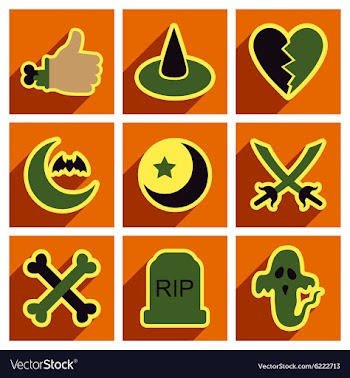Flat with shadow concept Halloween Icons on a vector image