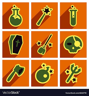 Flat with shadow concept Halloween Icons on a vector image