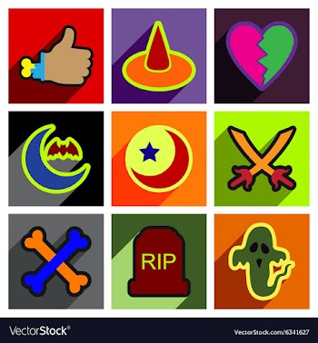 Flat with shadow concept Halloween Icons on a vector image