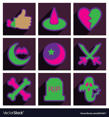 Flat with shadow concept Halloween Icons on a vector image