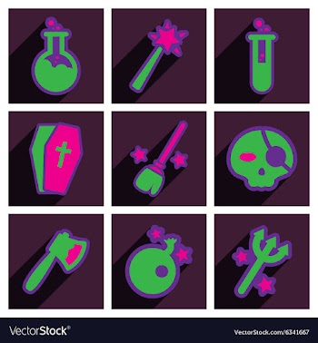 Flat with shadow concept Halloween Icons on a vector image