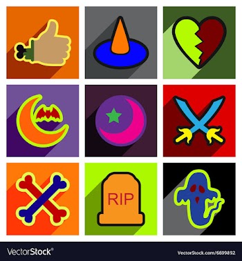 Flat with shadow concept Halloween Icons on a vector image