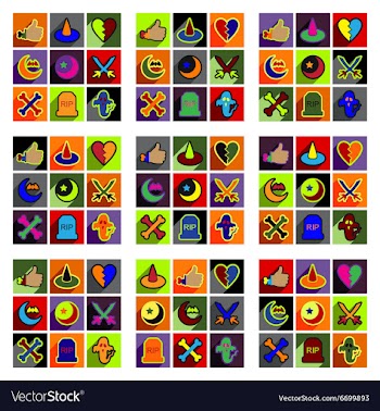 Flat with shadow concept Halloween Icons on a vector image