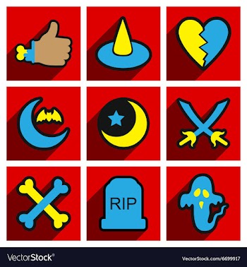 Flat with shadow concept Halloween Icons on a vector image