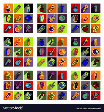 Flat with shadow concept Halloween Icons on a vector image