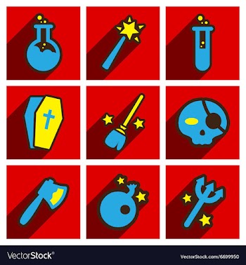 Flat with shadow concept Halloween Icons on a vector image