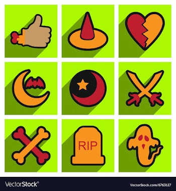 Flat with shadow concept Halloween Icons on a vector image