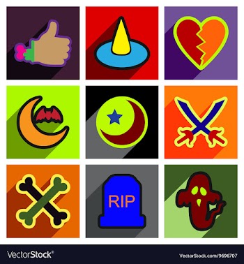 Flat with shadow concept Halloween Icons on a vector image