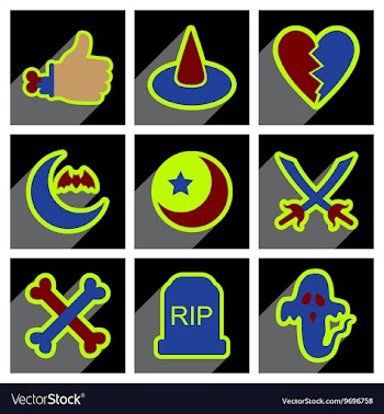 Flat with shadow concept Halloween Icons on a vector image