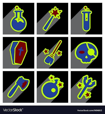 Flat with shadow concept Halloween Icons on a vector image