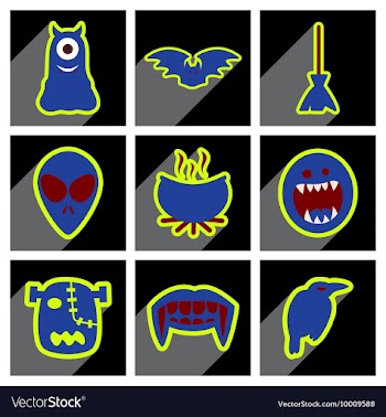 Flat with shadow concept Halloween stylish icons vector image