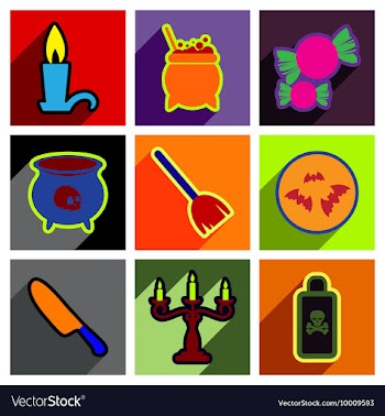 Flat with shadow concept Halloween stylish icons vector image