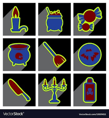 Flat with shadow concept Halloween stylish icons vector image
