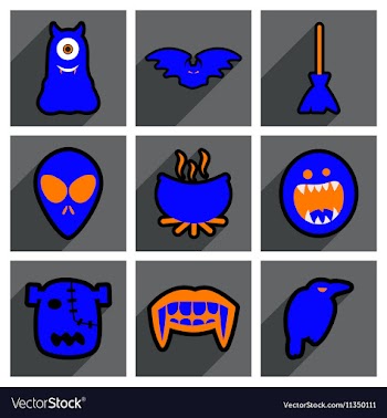Flat with shadow concept Halloween stylish icons vector image
