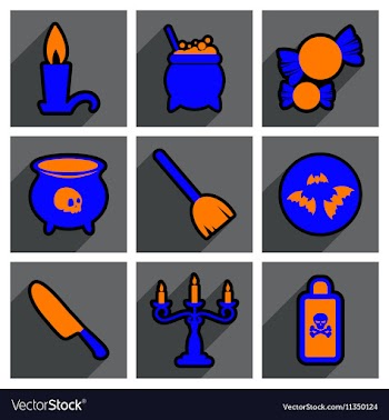Flat with shadow concept Halloween stylish icons vector image