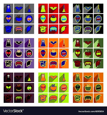 Flat with shadow concept Halloween stylish icons vector image