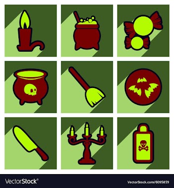 Flat with shadow concept Halloween stylish icons vector image