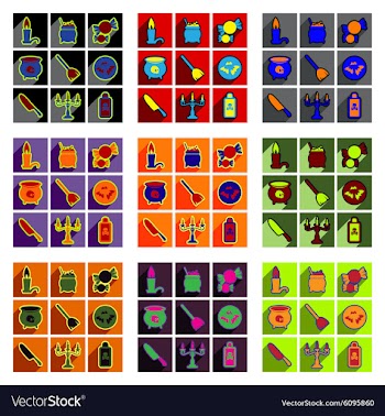 Flat with shadow concept Halloween stylish icons vector image