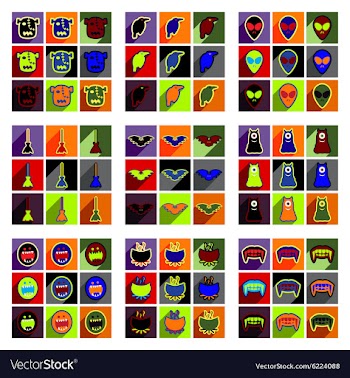 Flat with shadow concept Halloween stylish icons vector image