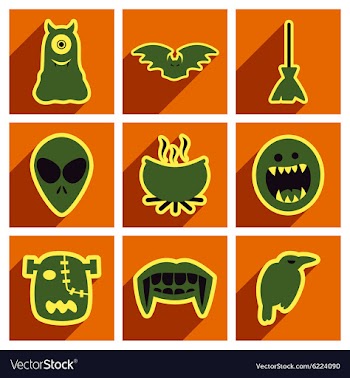 Flat with shadow concept Halloween stylish icons vector image