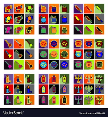 Flat with shadow concept Halloween stylish icons vector image
