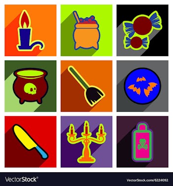 Flat with shadow concept Halloween stylish icons vector image