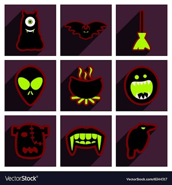 Flat with shadow concept Halloween stylish icons vector image