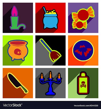 Flat with shadow concept Halloween stylish icons vector image