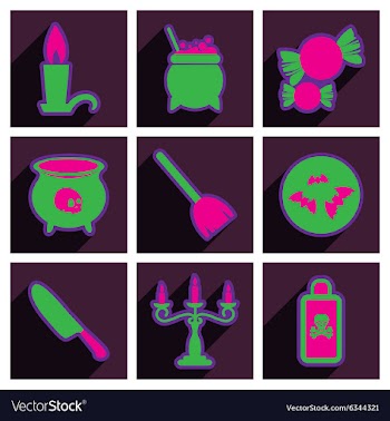 Flat with shadow concept Halloween stylish icons vector image