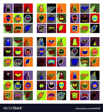 Flat with shadow concept Halloween stylish icons vector image