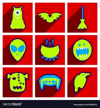 Flat with shadow concept Halloween stylish icons vector image